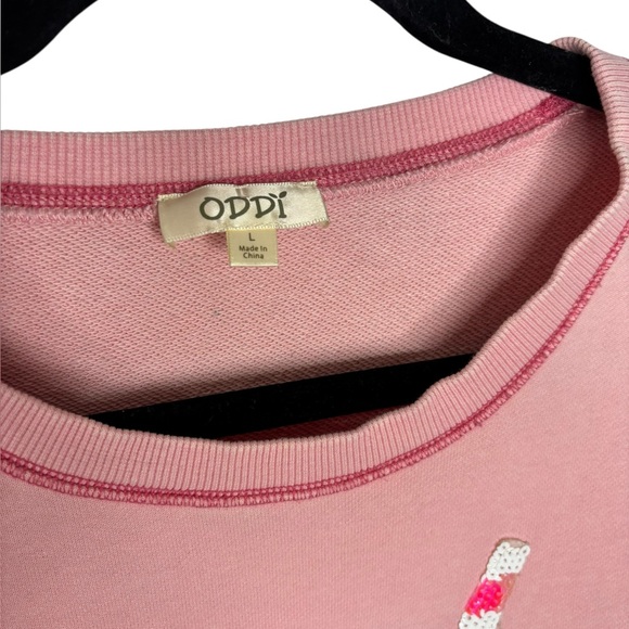 Oddy Boxy Pullover Sweatshirt Sequined French Fries Drink Ice Cream Appliques LG - Picture 4 of 11